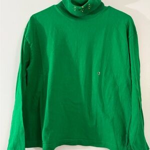 Casual Corner Vibrant Green Christmas Tree 🌲 Crop Turtleneck